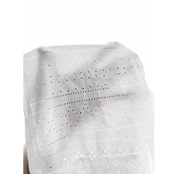 White Eyelet Embroidery Tank Top Regular Fit Casual Boho - Picture 7 of 8